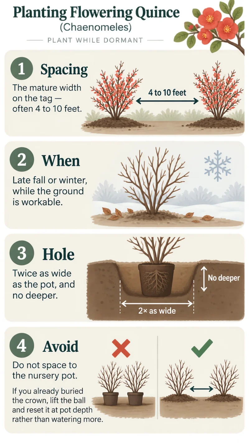 Planting Flowering Quince care summary diagram