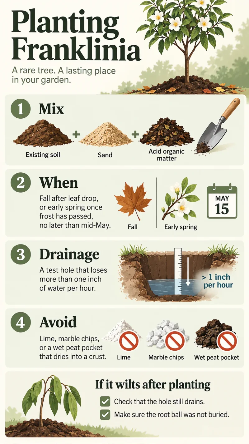 Planting Franklinia care summary diagram