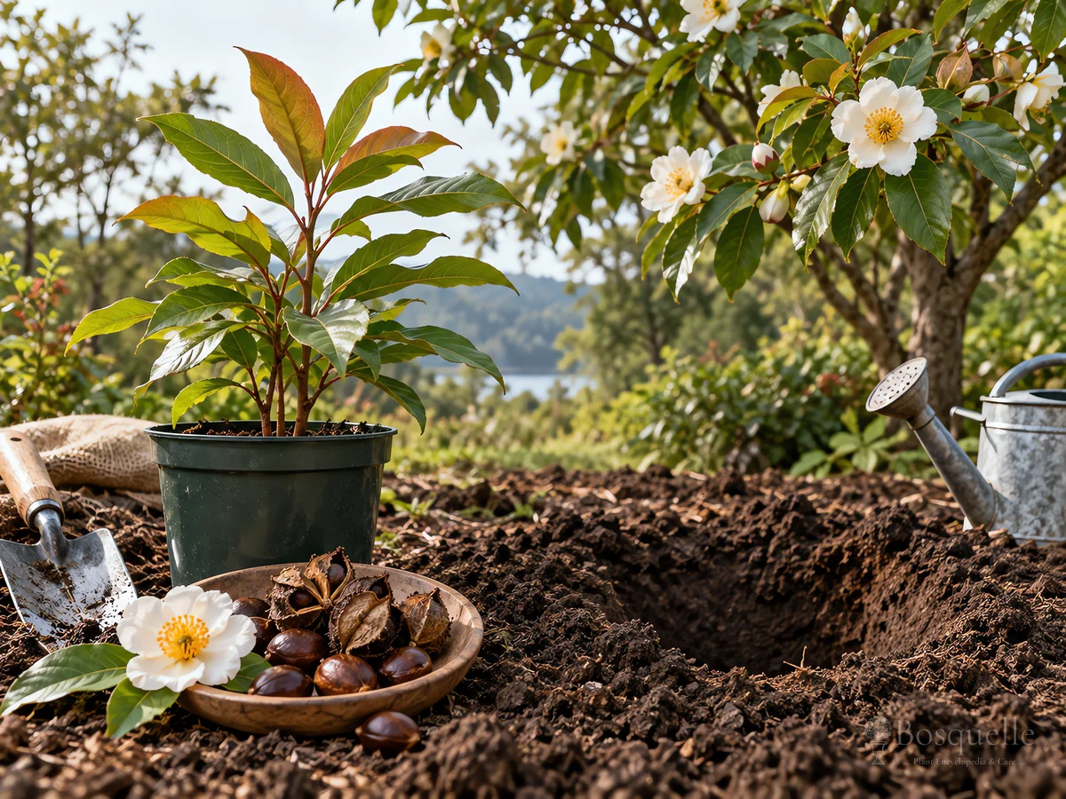 Planting Franklinia guide illustration