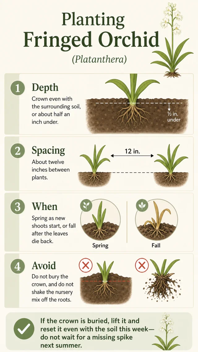 Planting Fringed Orchid care summary diagram
