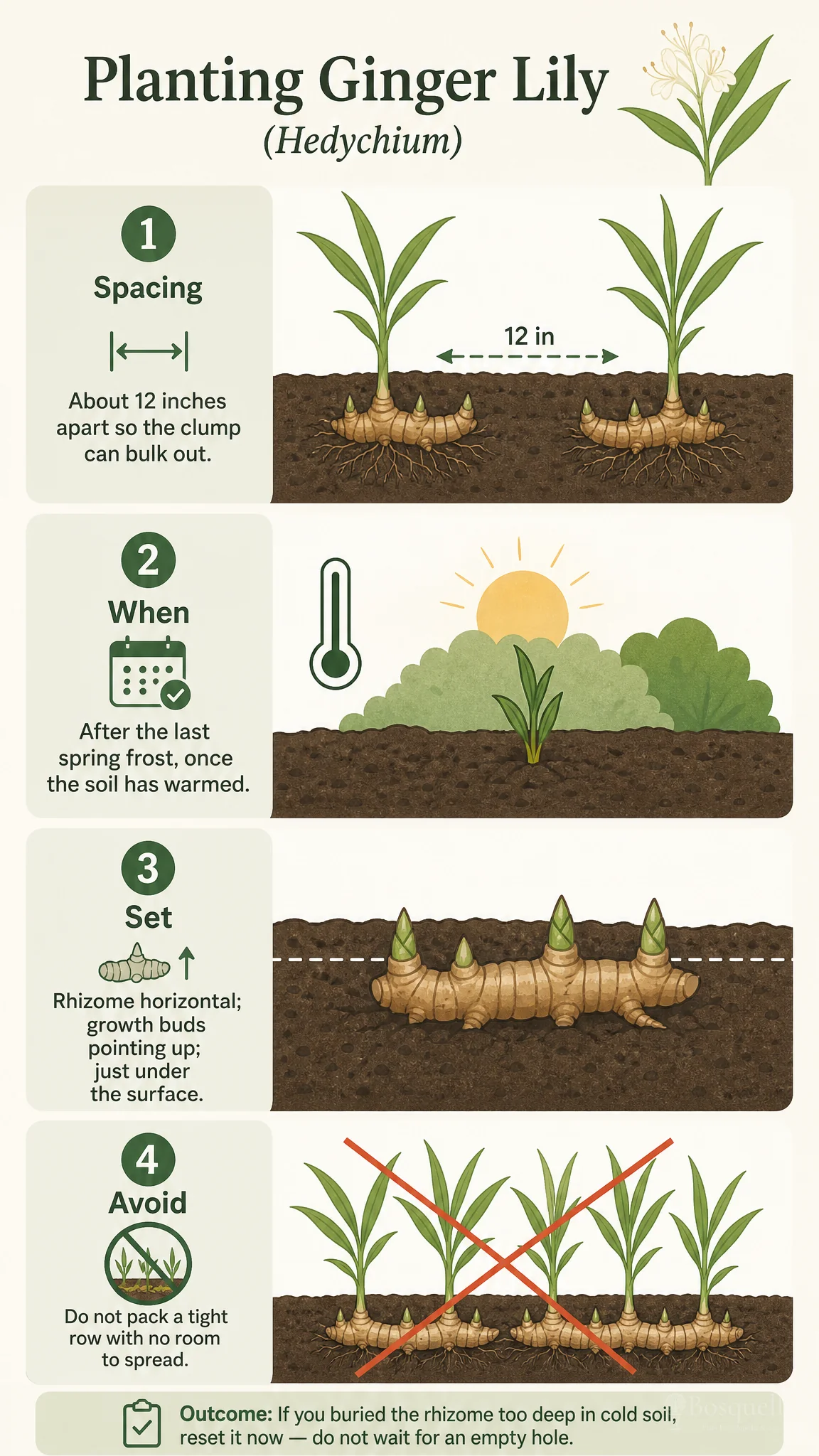 Planting Ginger Lily care summary diagram