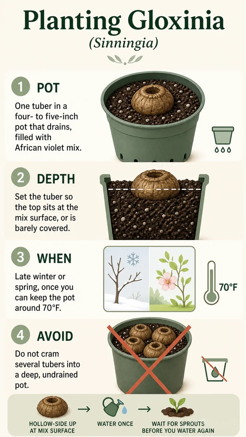 Planting Gloxinia care summary diagram