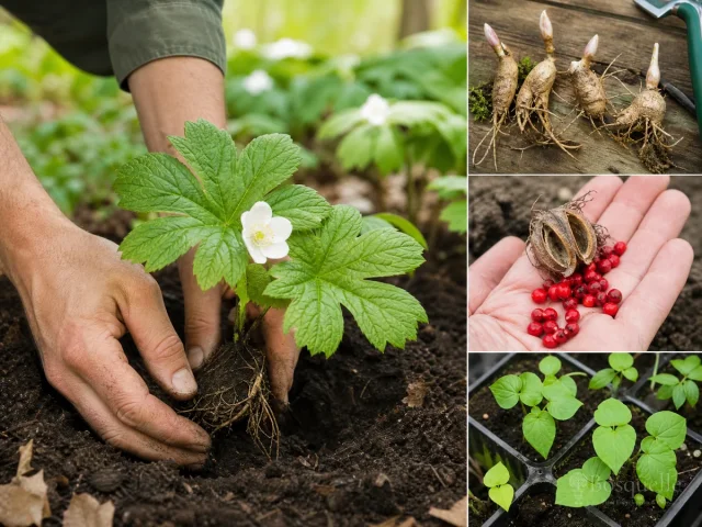 Plant Goldenseal – Fall, Bud Facing Up guide illustration