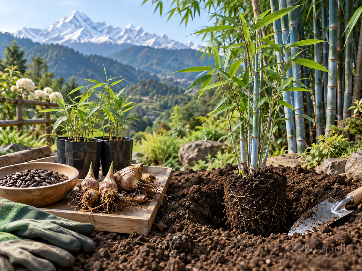 Planting Himalayan Blue Bamboo guide illustration