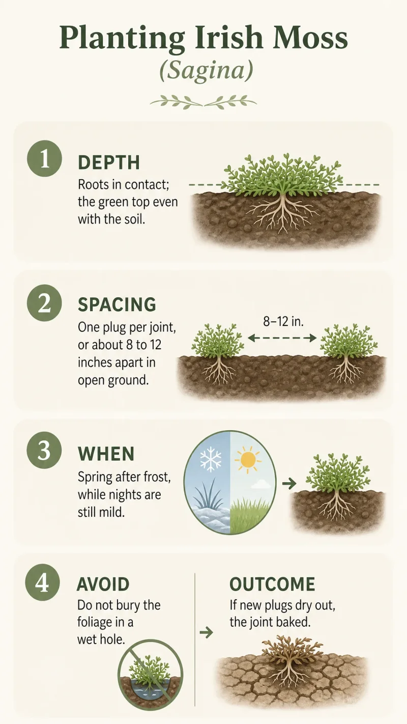 Planting Irish Moss care summary diagram