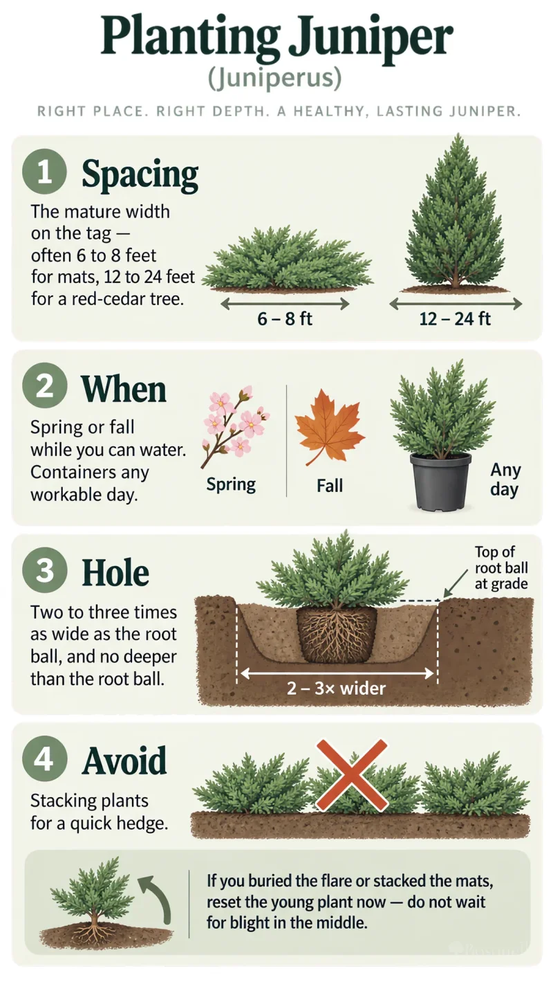 Planting Juniper care summary diagram