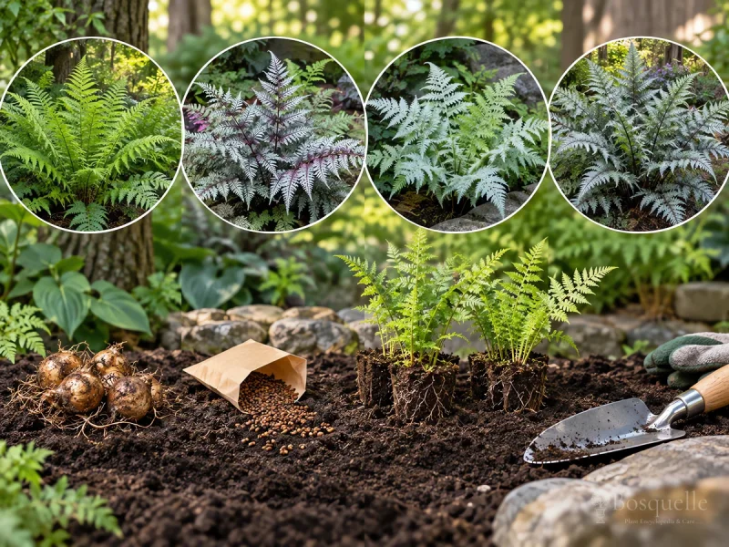 Plant Lady Fern – Spring or Fall, Crown at Grade guide illustration