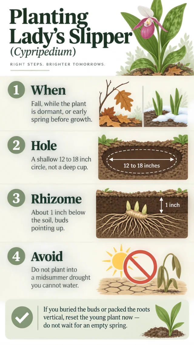 Planting Lady's Slipper care summary diagram