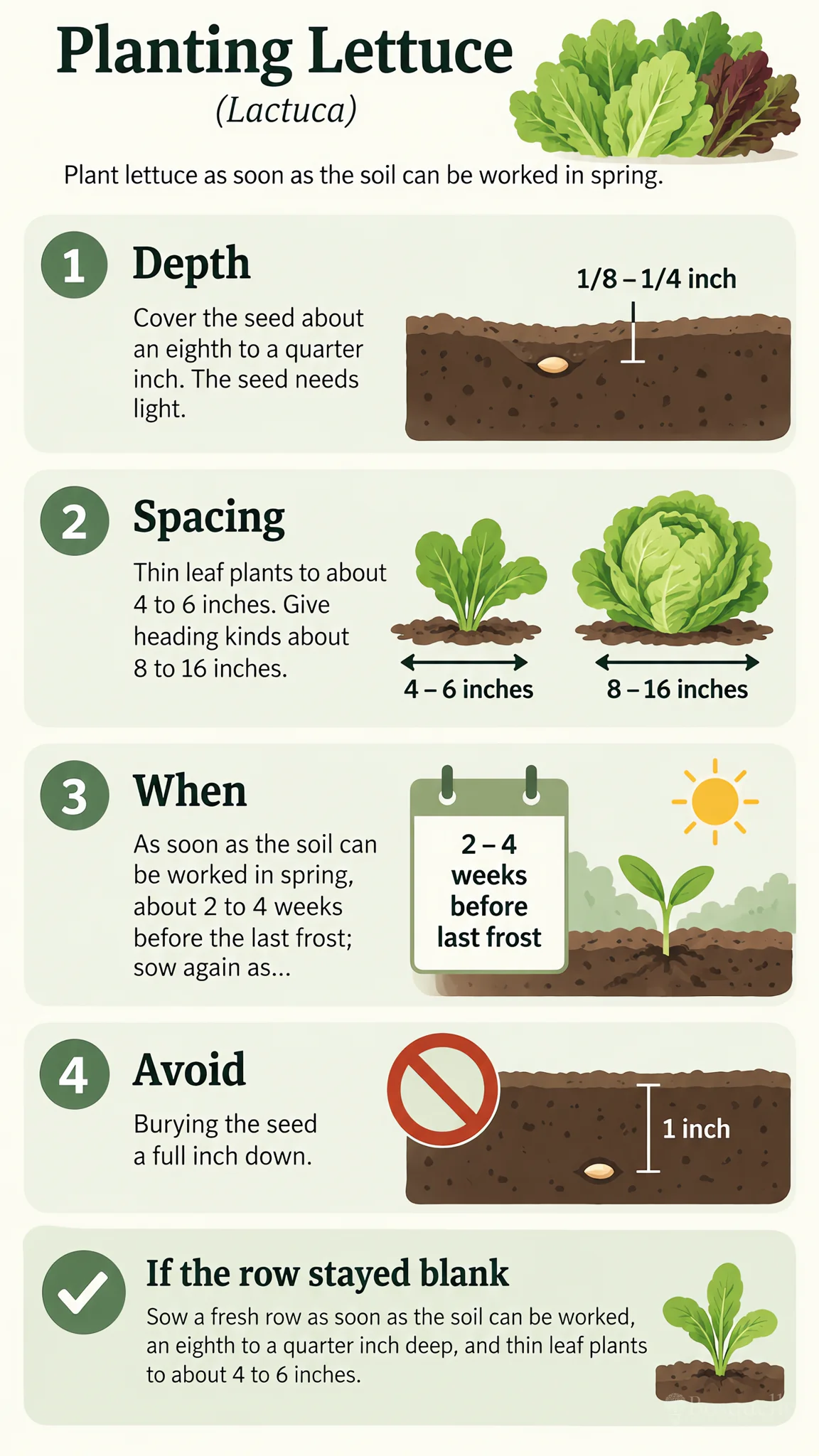 Planting Lettuce care summary diagram