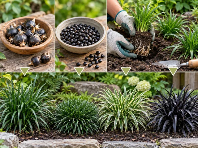Plant Mondo Grass – Spring or Early Fall guide illustration