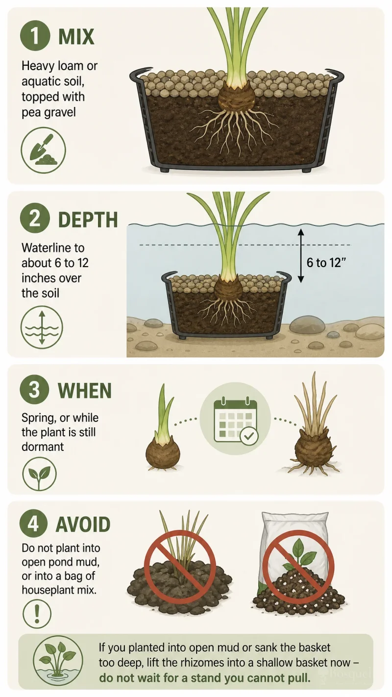 Planting Pond Arrowhead care summary diagram