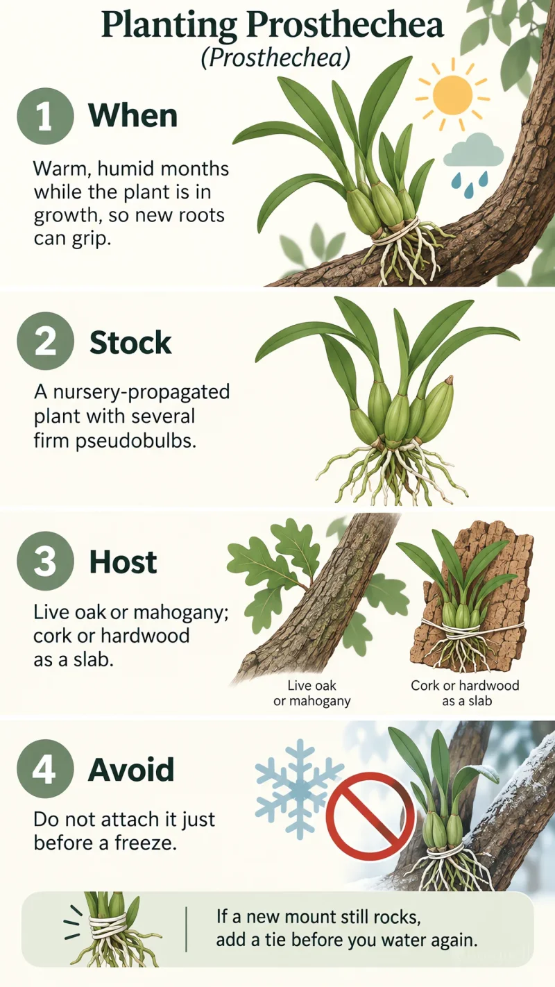Planting Prosthechea care summary diagram