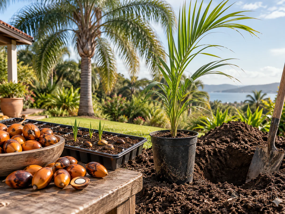 Planting Queen Palm guide illustration