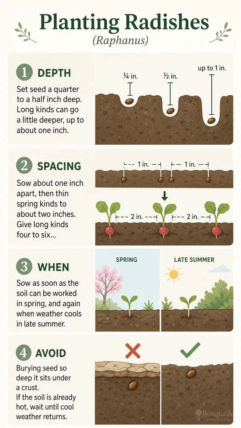Planting Radishes care summary diagram