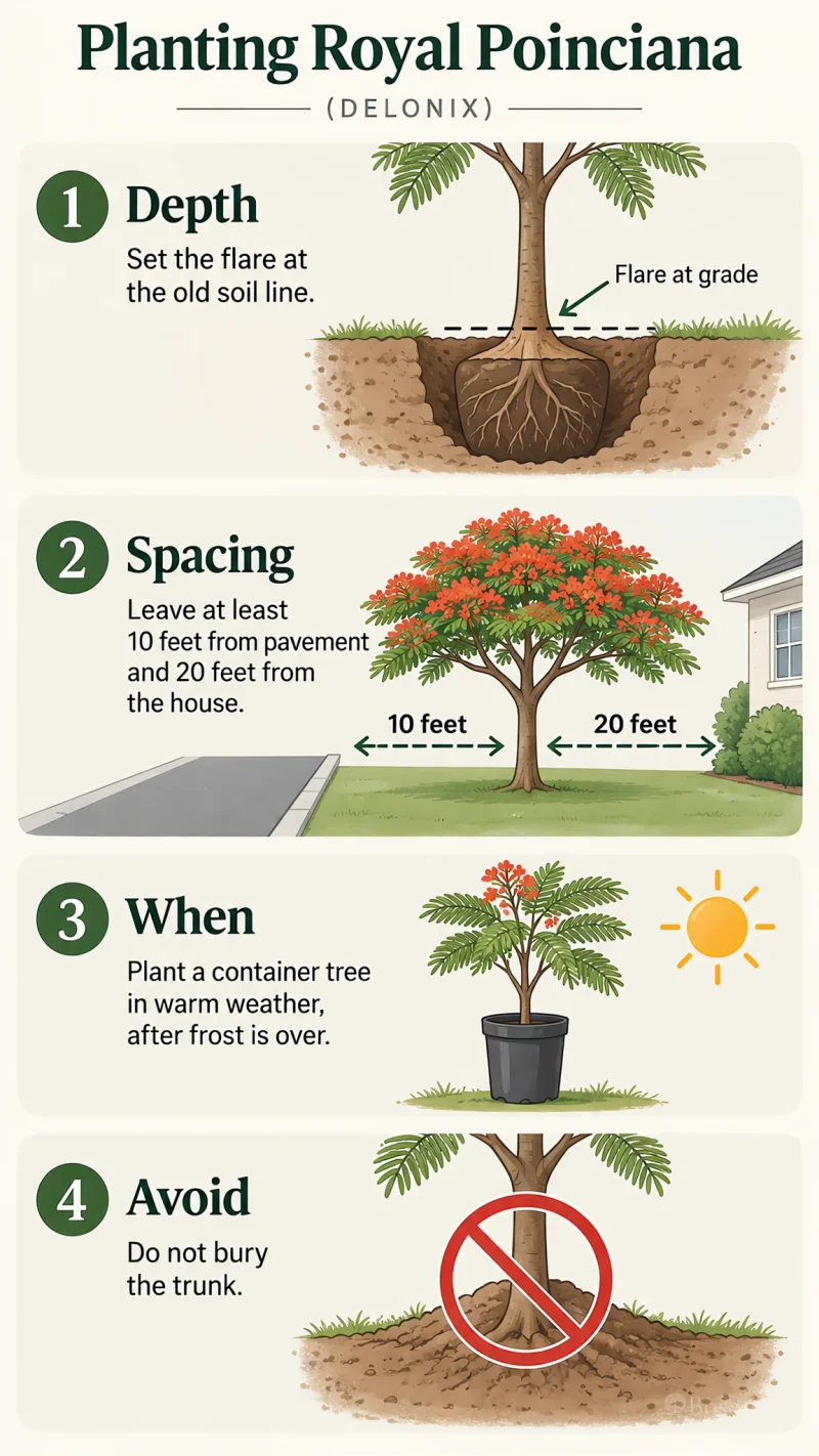 Planting Royal Poinciana care summary diagram