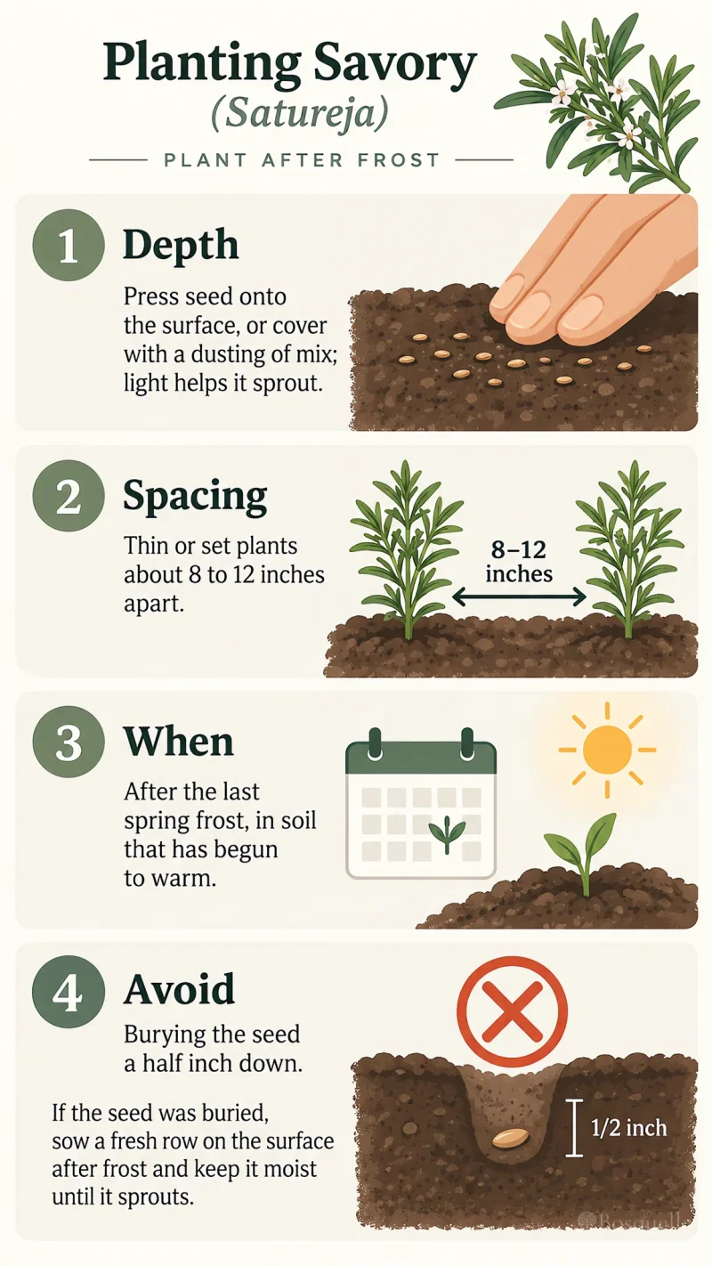 Planting Savory care summary diagram