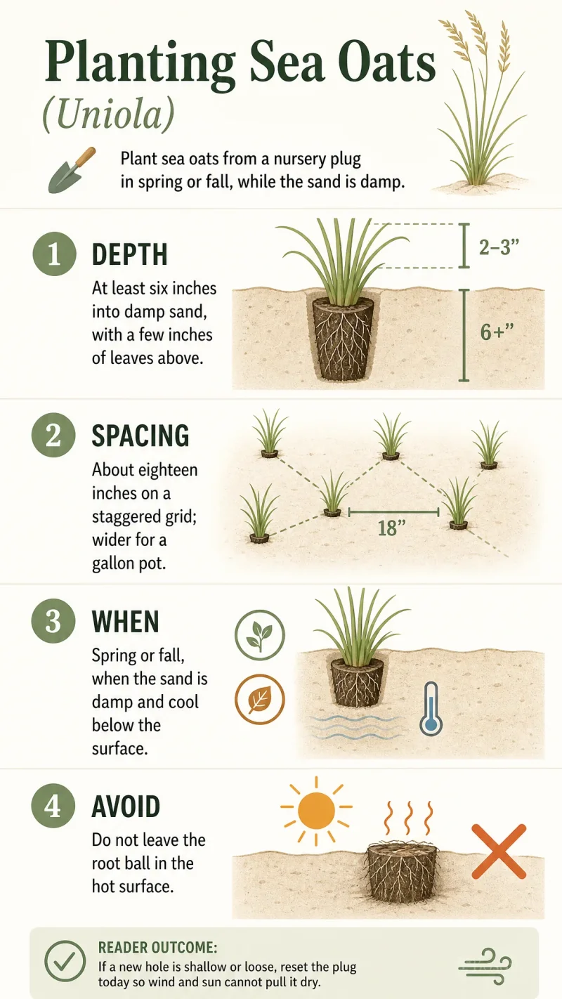 Planting Sea Oats care summary diagram