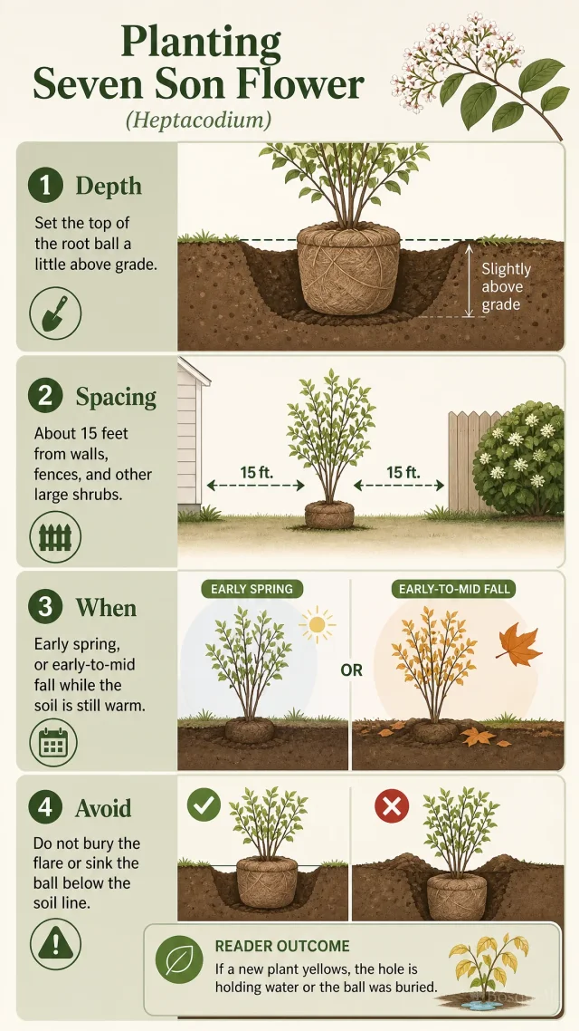 Planting Seven Son Flower care summary diagram