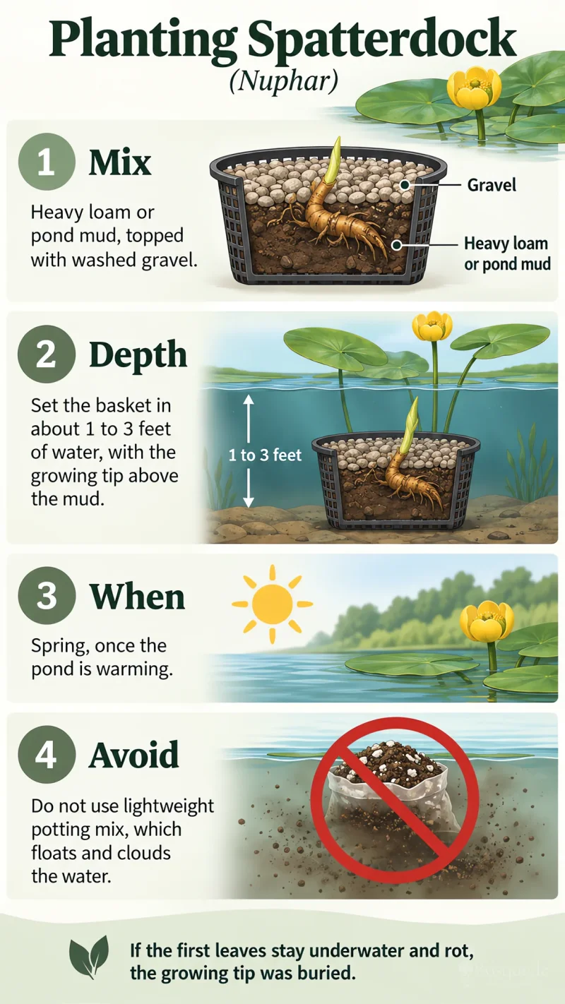 Planting Spatterdock care summary diagram