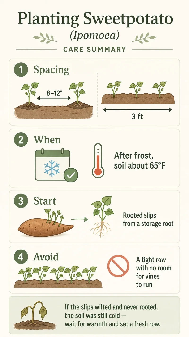 Planting Sweetpotato care summary diagram