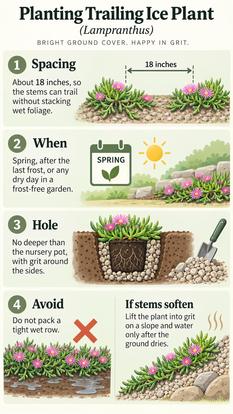 Planting Trailing Ice Plant care summary diagram