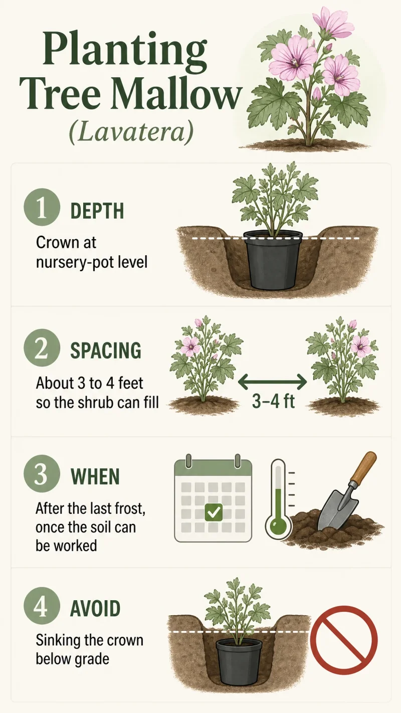 Planting Tree Mallow care summary diagram