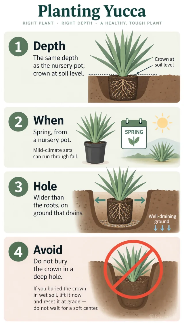 Planting Yucca care summary diagram
