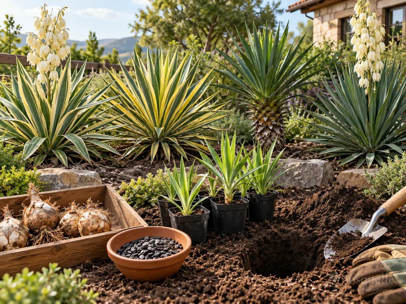 Planting Yucca — for Variegated Spanish Dagger