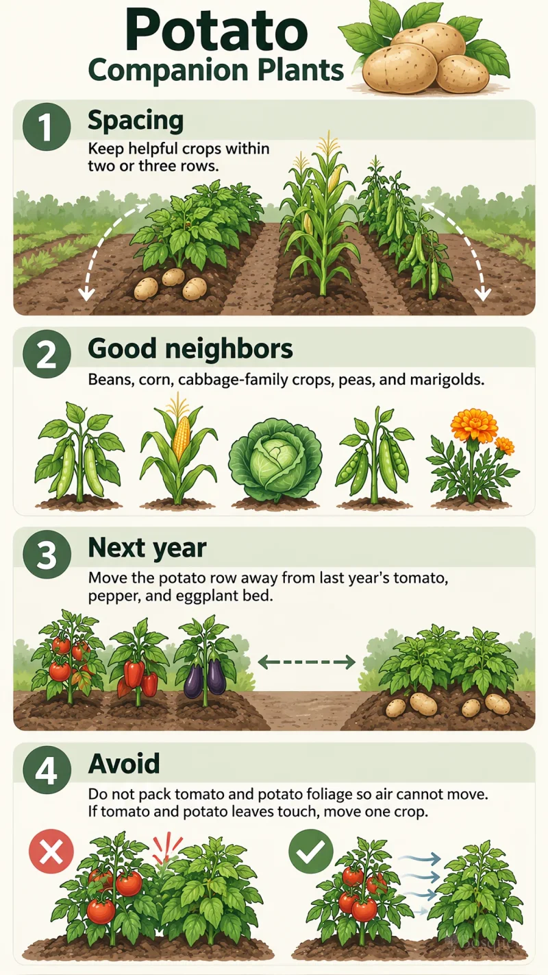 Potato Companion Plants care summary diagram