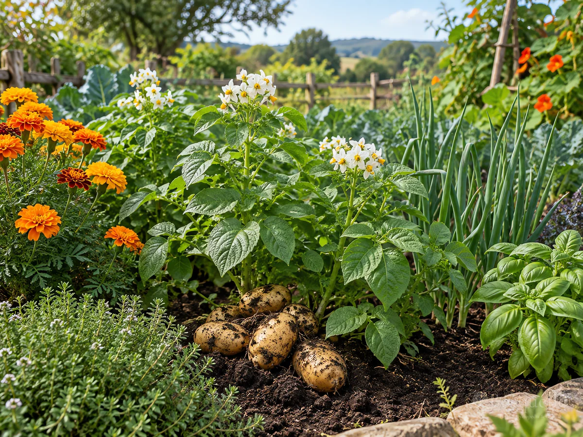 Potato Companion Plants guide illustration