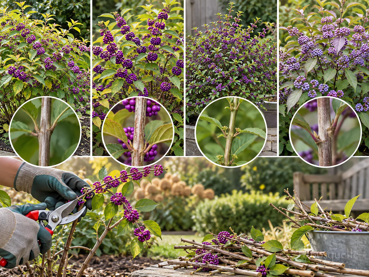 Pruning Beautyberry guide illustration