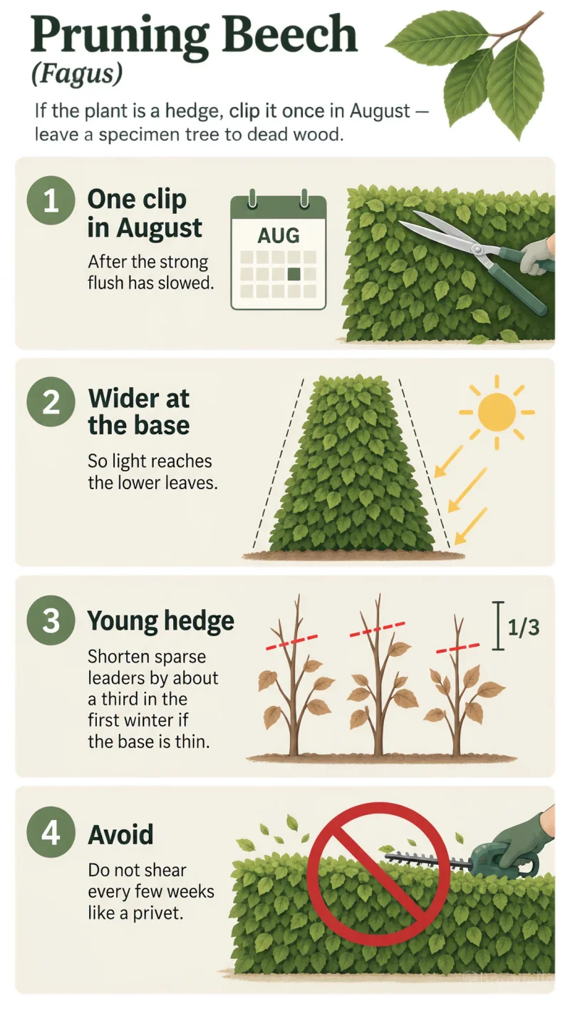 Pruning Beech care summary diagram