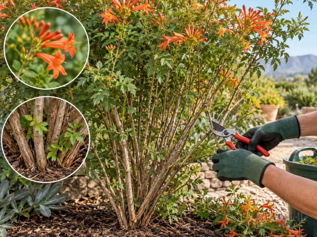 Prune Cape Honeysuckle – Shrub, Hedge, Vine, or Bank guide illustration