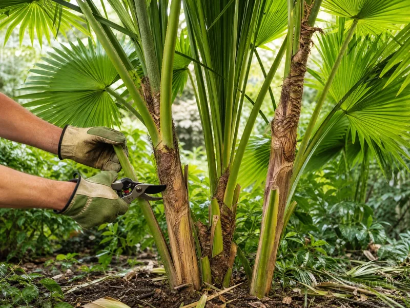Prune Chinese Fan Palm – Brown Fronds Only