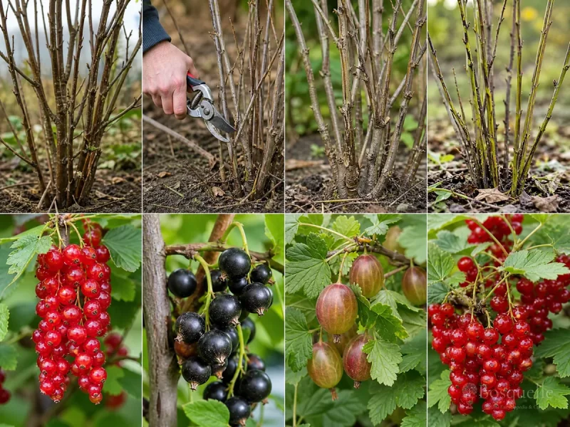 Prune Currant – Mixed-Age Canes in Late Winter guide illustration