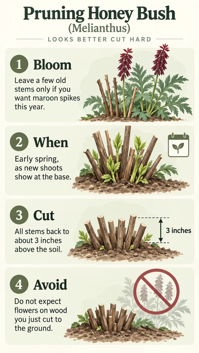 Pruning Honey Bush care summary diagram
