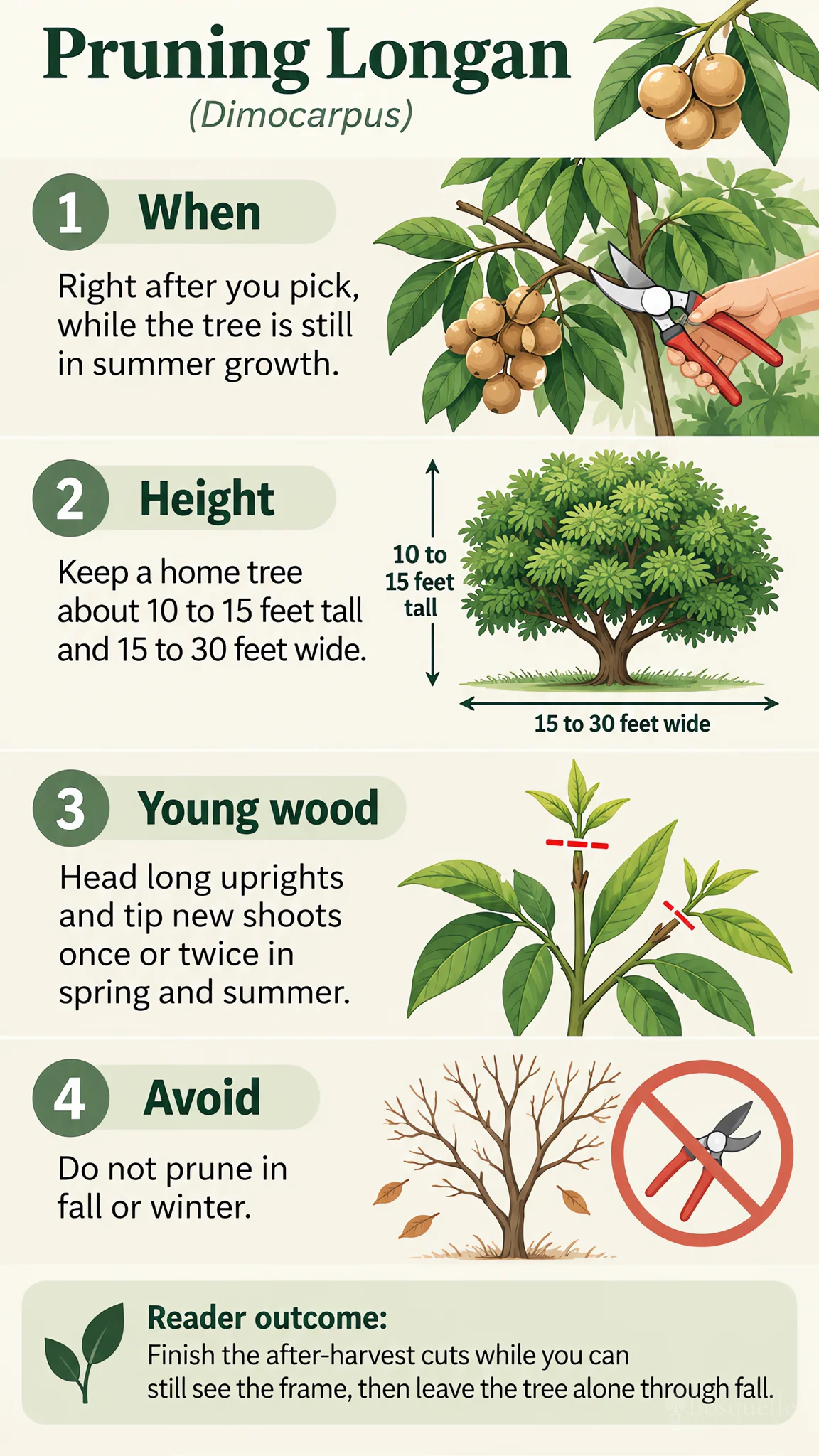 Pruning Longan care summary diagram
