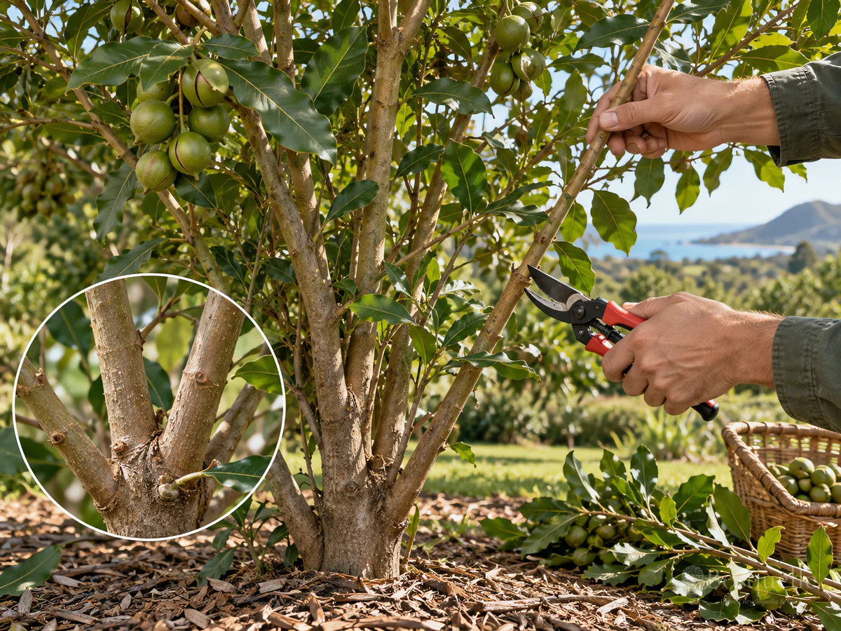 Pruning Macadamia guide illustration