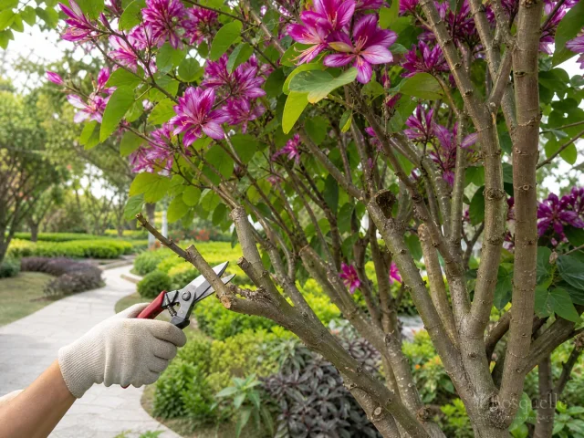 Prune Orchid Tree – Train a Trunk, Raise After Bloom guide illustration