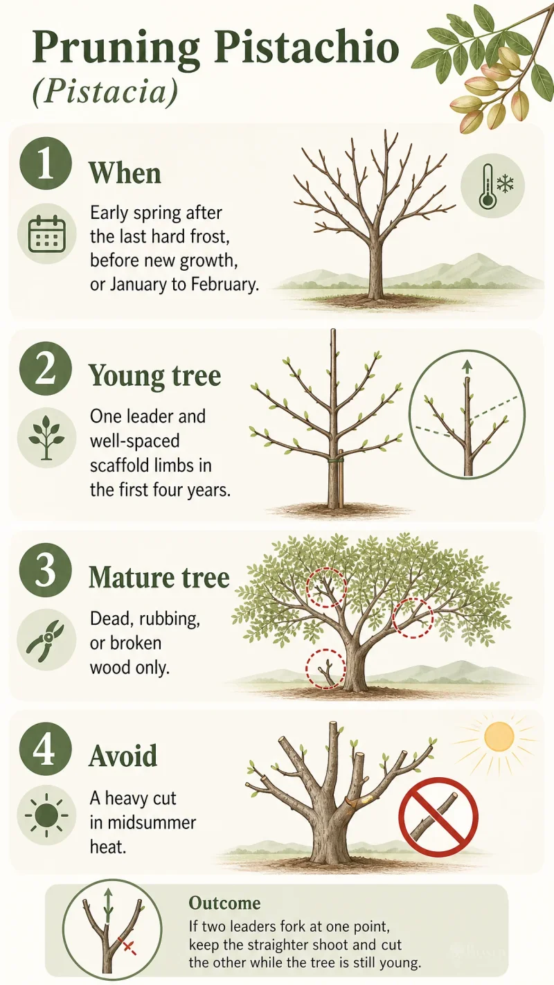 Pruning Pistachio care summary diagram