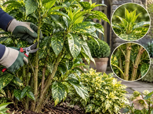 Prune Spotted Laurel in Late Winter guide illustration