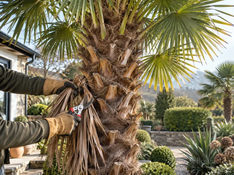 Prune Windmill Palm – Only Fully Brown Fronds guide illustration