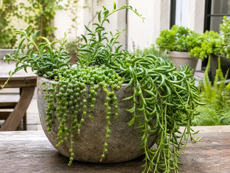 String of Pearls in a Pot – Shallow Hanging guide illustration