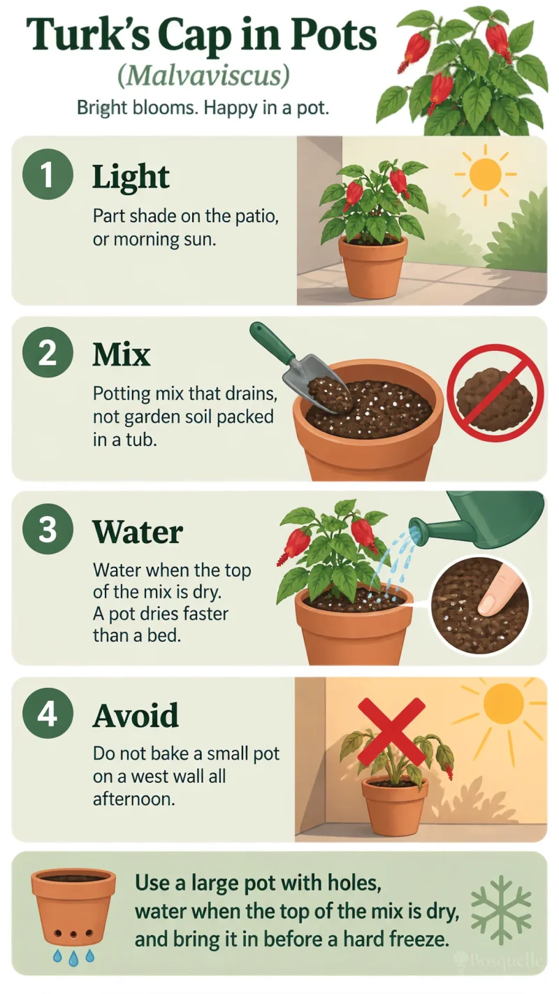 Turk's Cap in Pots care summary diagram