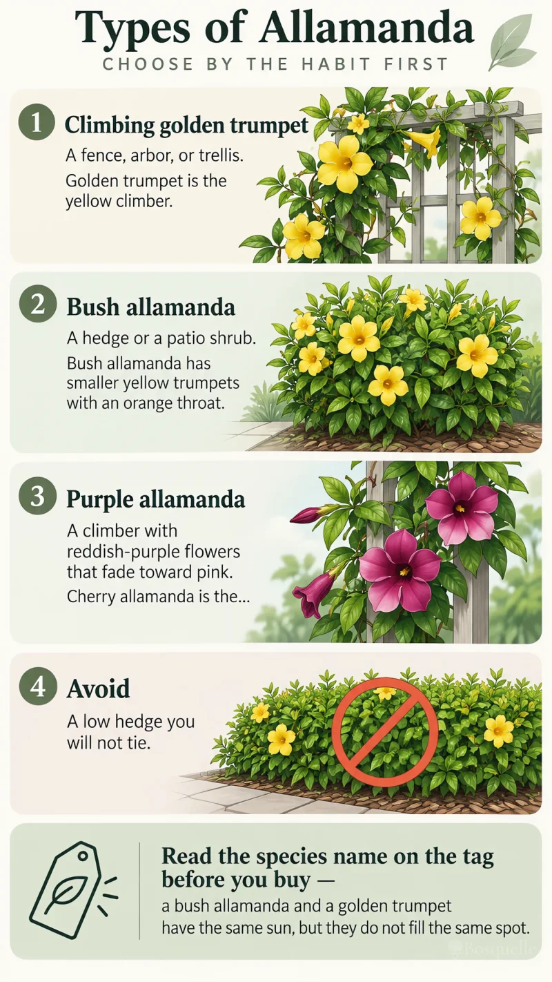 Types of Allamanda care summary diagram