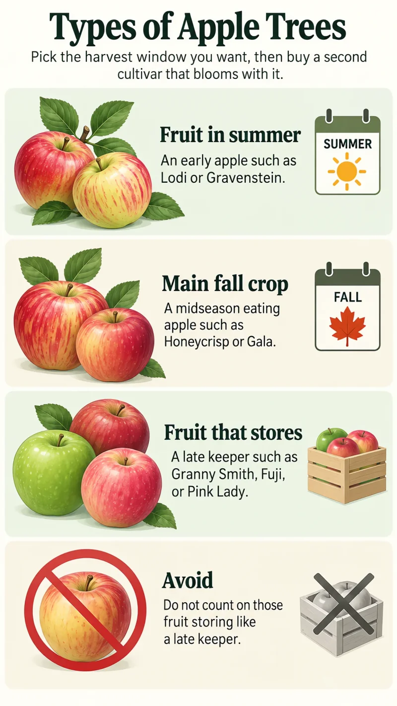 Types of Apple Trees care summary diagram