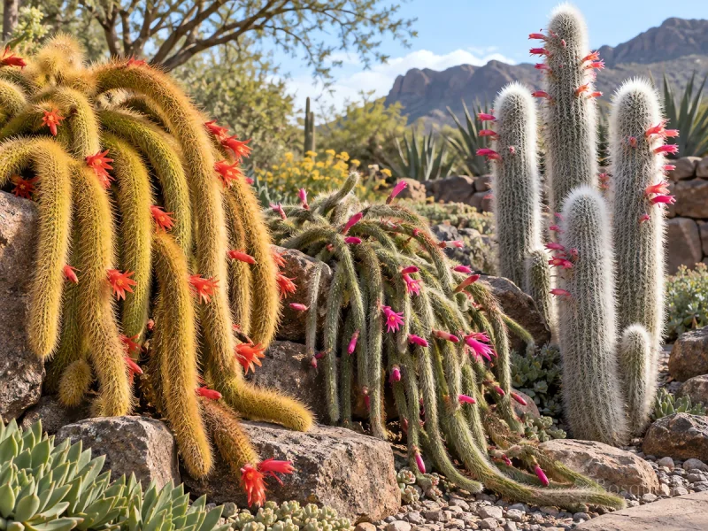 Types of Cleistocactus – Golden Tail, Monkey Tail, or Silver Torch guide illustration