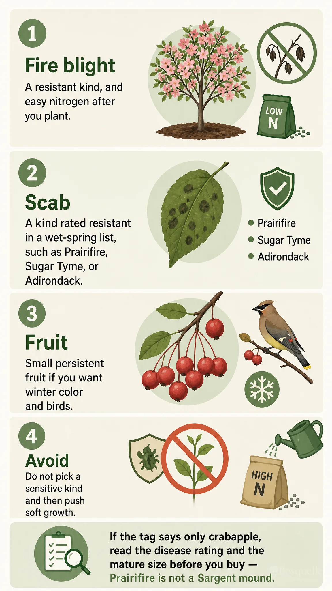 Types of Crabapple care summary diagram