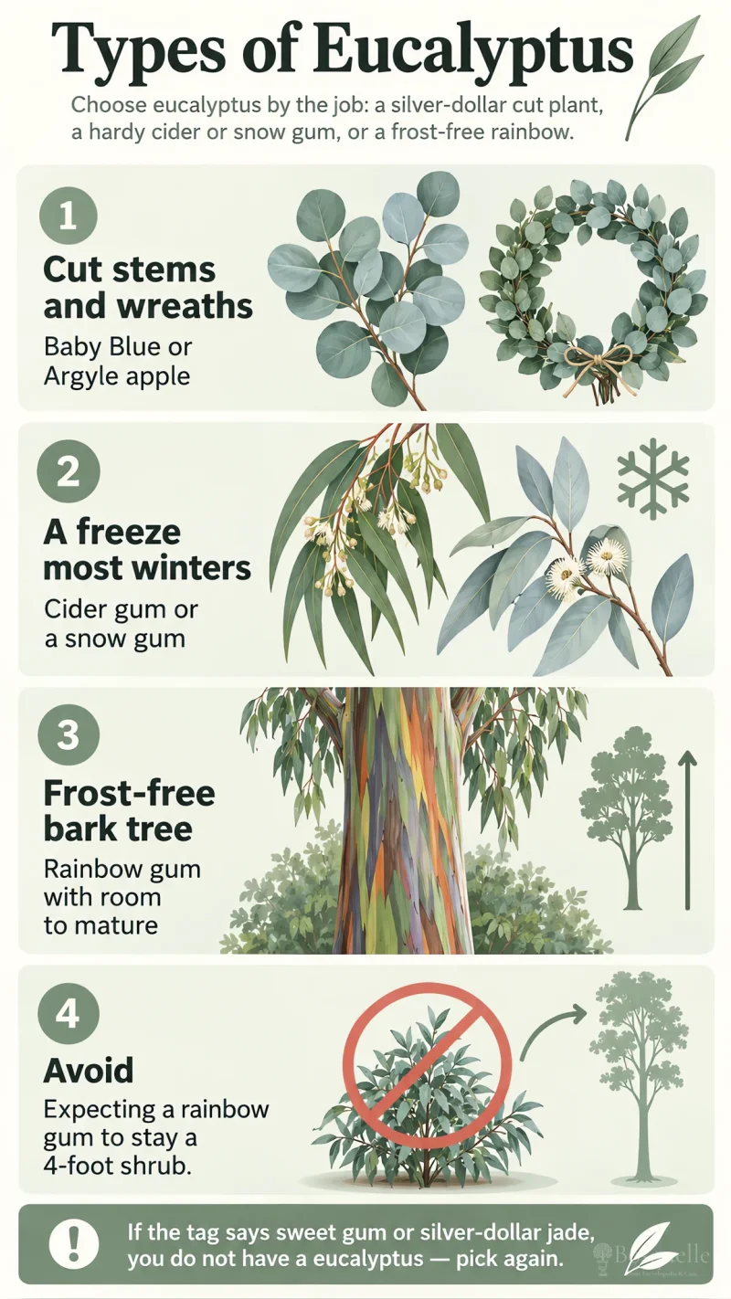 Types of Eucalyptus care summary diagram