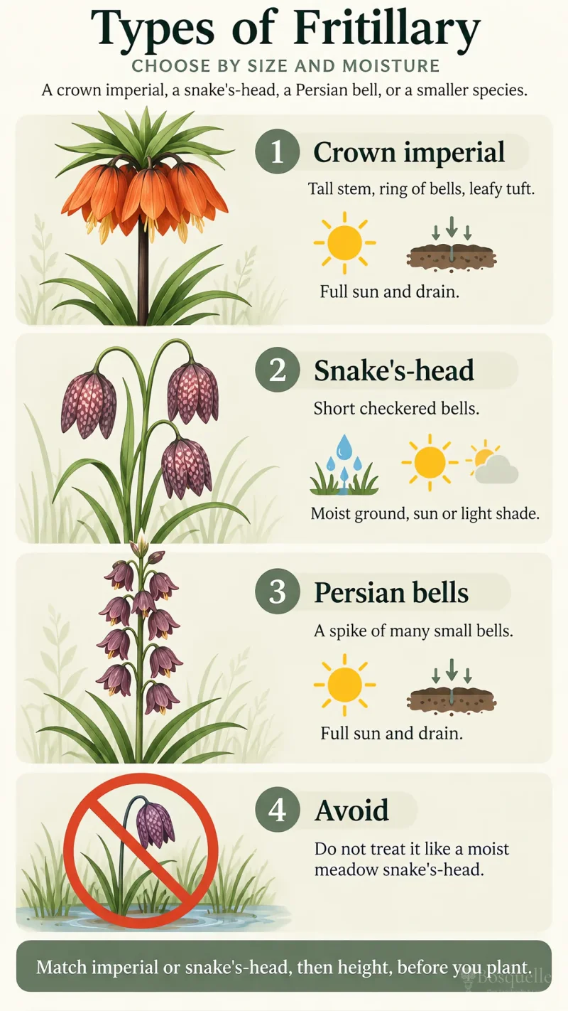 Types of Fritillary care summary diagram